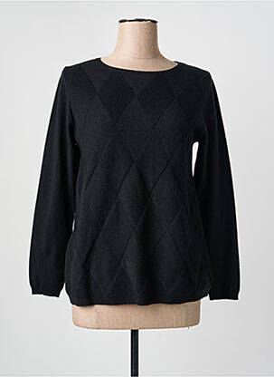 Pull col rond manches longues noir GEVANA femme