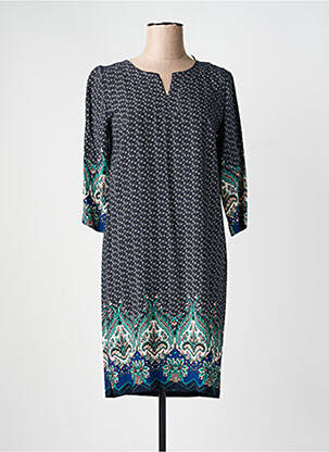 Robe mi-longue manches 3/4 manches 3/4 bleu GEVANA femme