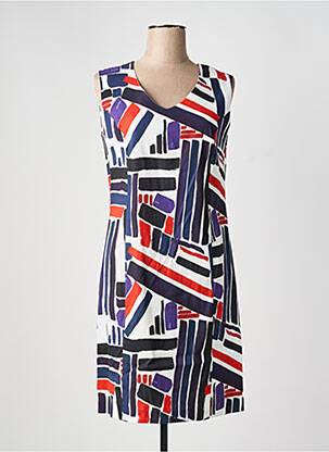 Robe mi-longue imprimé fantaisie sans manche bleu GEVANA femme