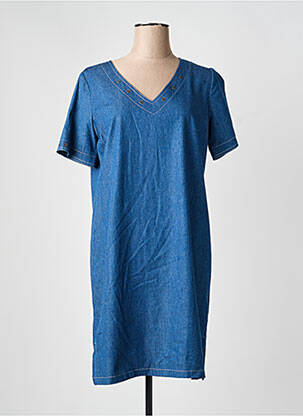 Robe mi-longue manches courtes manches courtes bleu GEVANA femme