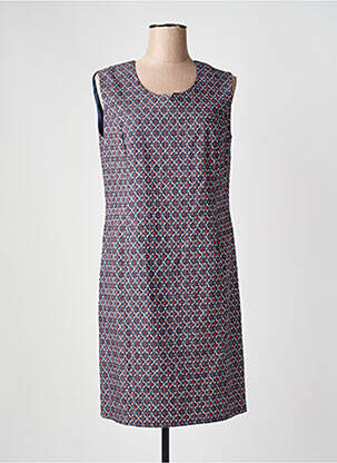 Robe mi-longue imprimé fantaisie sans manche bleu GEVANA femme