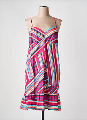 Robe mi-longue imprimé fantaisie sans manche violet FLEUR DE SEL femme