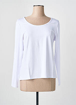 T-shirt stretch manches longues blanc GEVANA femme