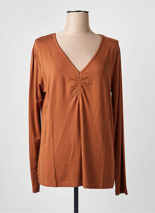 T-shirt col v manches longues marron YEST femme