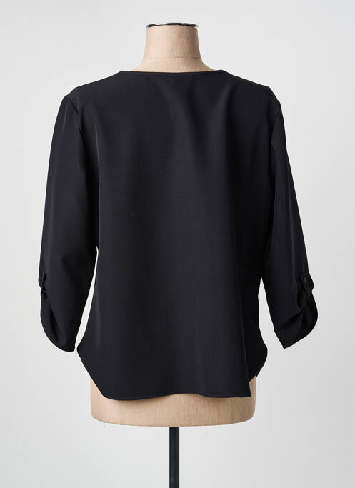 Blouse tissage popeline manches 3/4 noir GEVANA femme