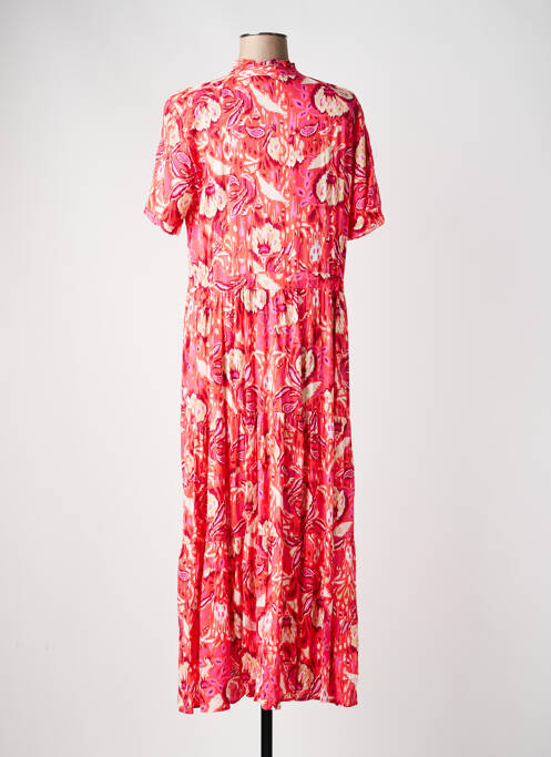 Robe longue imprimé fantaisie manches courtes rose YEST femme