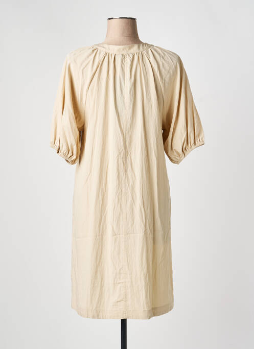 Robe mi-longue manches courtes manches courtes beige YEST femme