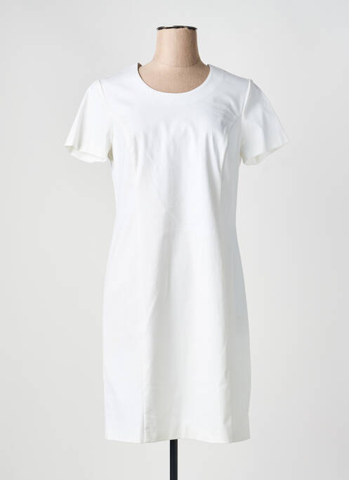 Robe mi-longue fermeture zippée au dos manches courtes blanc GEVANA femme