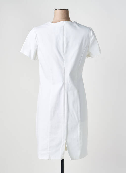 Robe mi-longue fermeture zippée au dos manches courtes blanc GEVANA femme