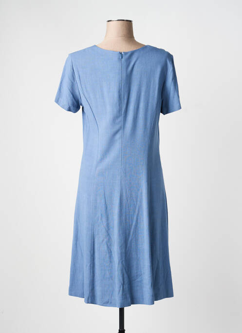 Robe mi-longue fermeture zippée au dos manches courtes bleu GEVANA femme