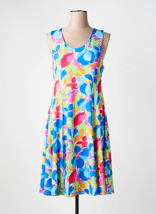 Robe mi-longue imprimé fantaisie sans manche bleu GEVANA femme