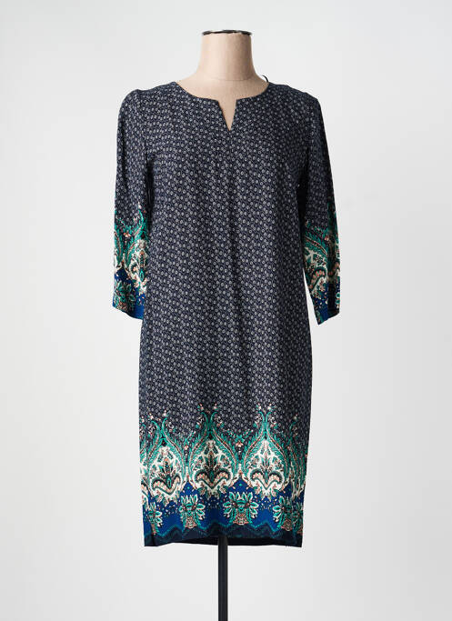 Robe mi-longue manches 3/4 manches 3/4 bleu GEVANA femme