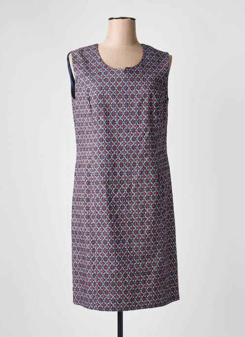 Robe mi-longue imprimé fantaisie sans manche bleu GEVANA femme