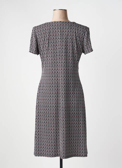 Robe mi-longue imprimé fantaisie manches courtes noir GEVANA femme