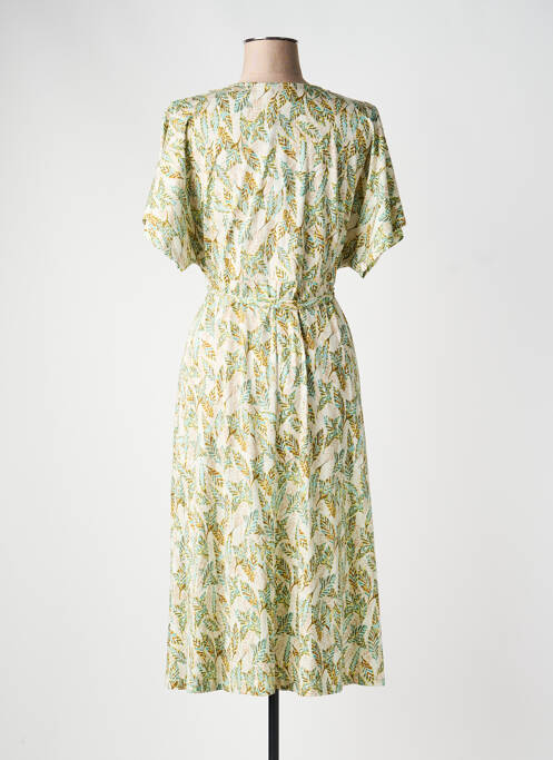 Robe mi-longue imprimé fantaisie manches courtes vert YEST femme
