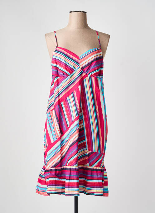 Robe mi-longue imprimé fantaisie sans manche violet FLEUR DE SEL femme