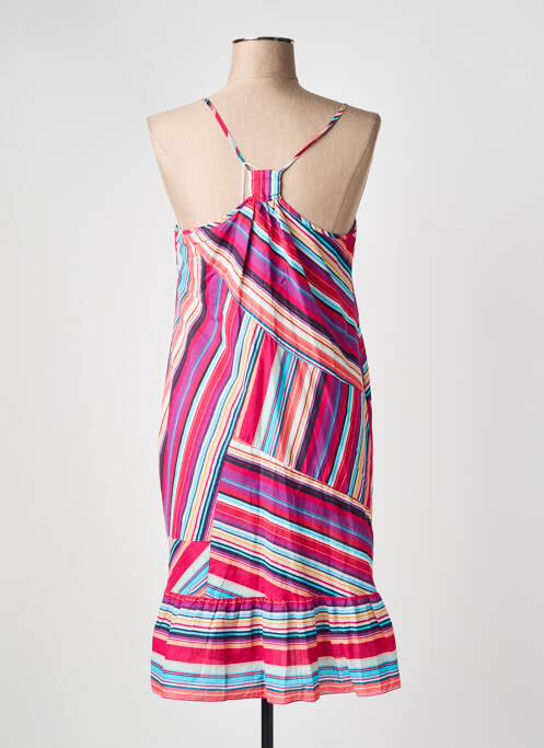 Robe mi-longue imprimé fantaisie sans manche violet FLEUR DE SEL femme