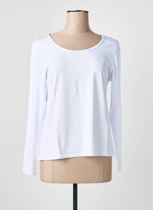 T-shirt stretch manches longues blanc GEVANA femme