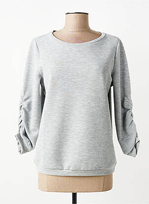 Pull tissage chiné manches longues gris YEST femme