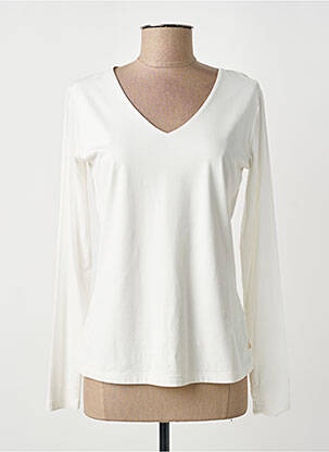 Top tissage jersey manches longues blanc YEST femme