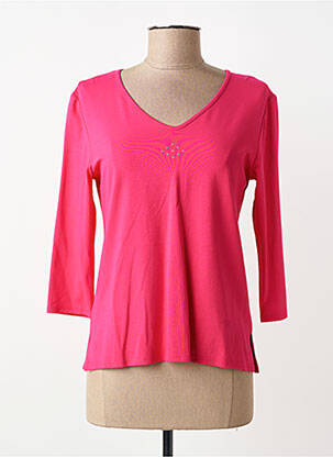 Top tissage jersey manches longues rose GEVANA femme