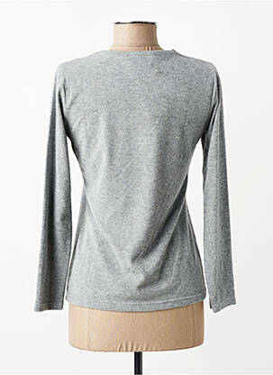 Pull tissage chiné manches longues gris GEVANA femme