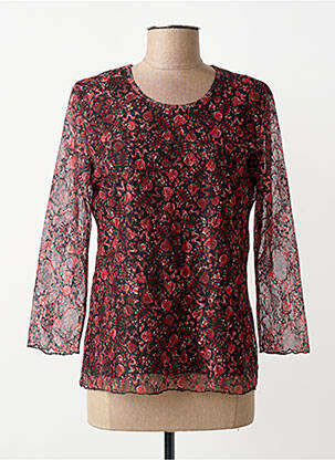 Top imprimé fantaisie manches longues rouge GEVANA femme