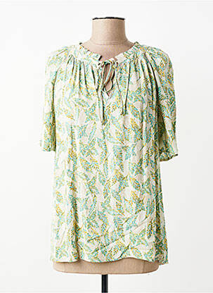 Top tissage crêpe manches courtes vert YEST femme