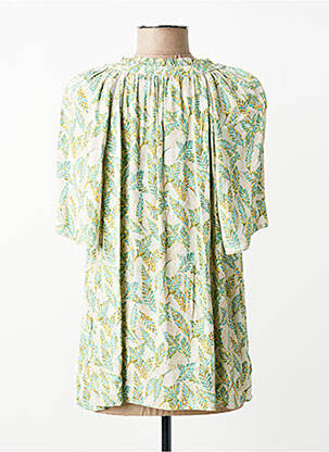 Top tissage crêpe manches courtes vert YEST femme