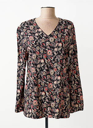 Blouse tissage popeline manches longues noir GEVANA femme