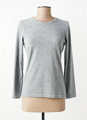 Pull tissage chiné manches longues gris GEVANA femme