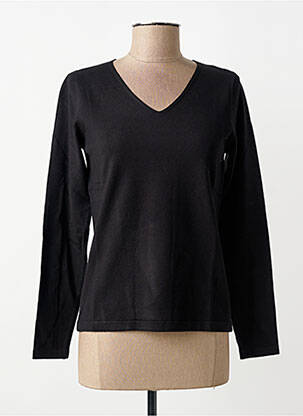 Pull coupe cintrée manches longues noir GEVANA femme