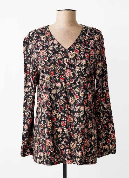 Blouse tissage popeline manches longues noir GEVANA femme