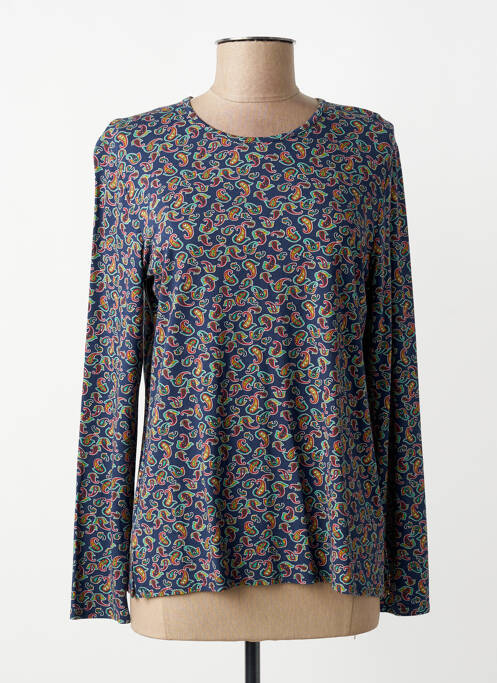 Top stretch manches longues bleu GEVANA femme