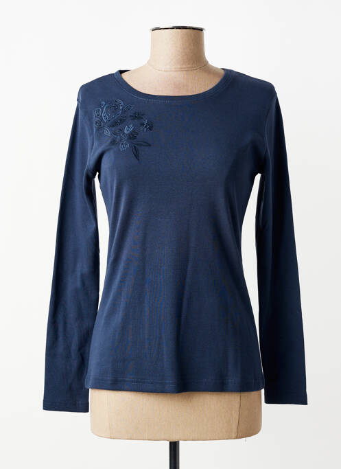 Top stretch manches longues bleu GEVANA femme