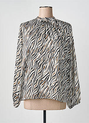 Blouse imprimé fantaisie manches longues noir GEVANA femme