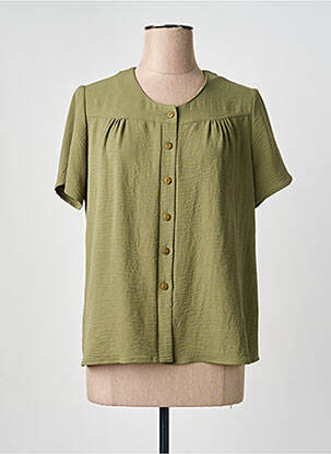 Chemisier coupe droite manches courtes vert GEVANA femme