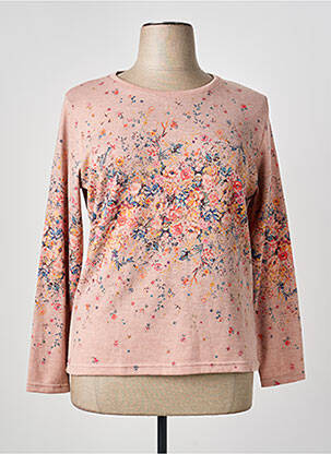 Pull col rond manches longues rose GEVANA femme