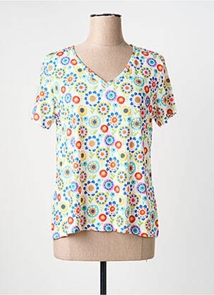 Top imprimé fantaisie manches courtes blanc GEVANA femme