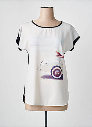 Top imprimé fantaisie manches courtes noir GEVANA femme