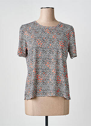 Top imprimé fantaisie manches courtes noir GEVANA femme