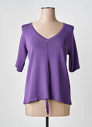 Top col v manches 3/4 violet YEST femme