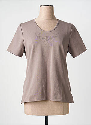 T-shirt sérigraphie manches courtes beige GEVANA femme