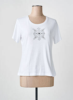 T-shirt sérigraphie avec strass manches courtes blanc GEVANA femme