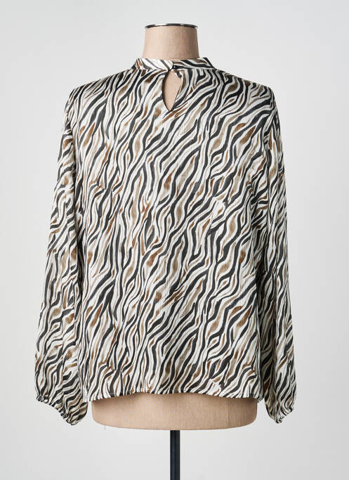 Blouse imprimé fantaisie manches longues noir GEVANA femme