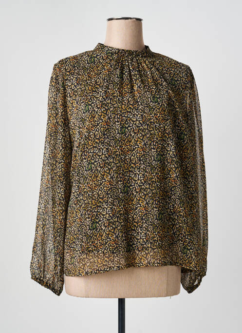 Blouse imprimé fantaisie manches longues noir GEVANA femme