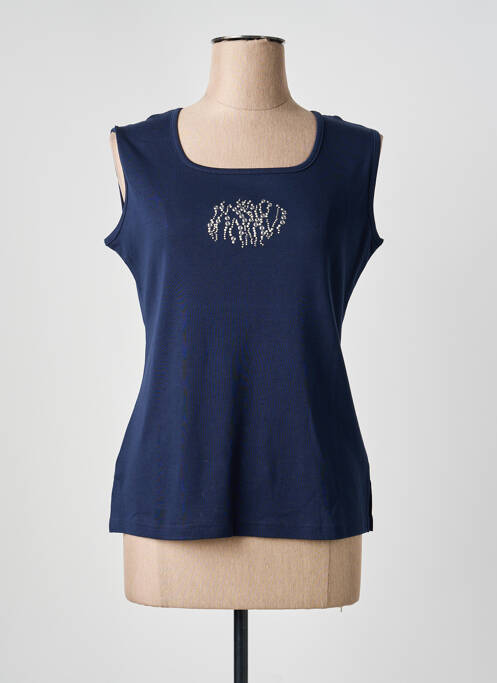 Top coupe cintrée sans manche bleu GEVANA femme