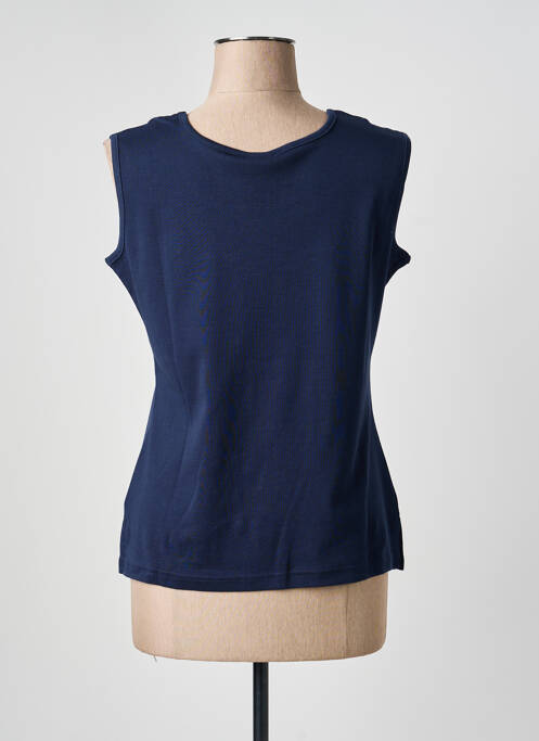 Top coupe cintrée sans manche bleu GEVANA femme