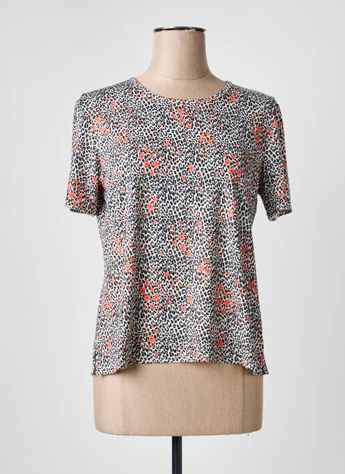 Top imprimé fantaisie manches courtes noir GEVANA femme