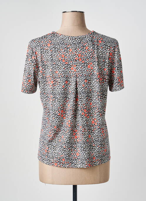 Top imprimé fantaisie manches courtes noir GEVANA femme
